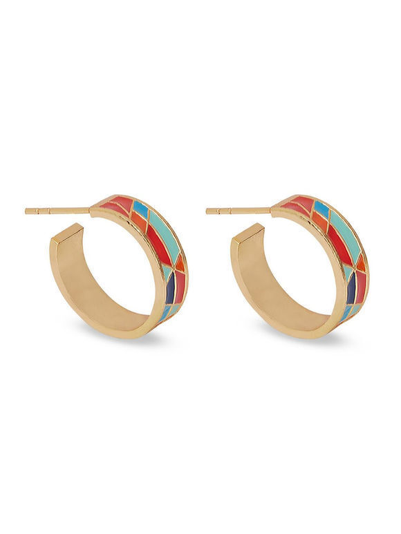 Multicolor Hand Painted Brass Earrings