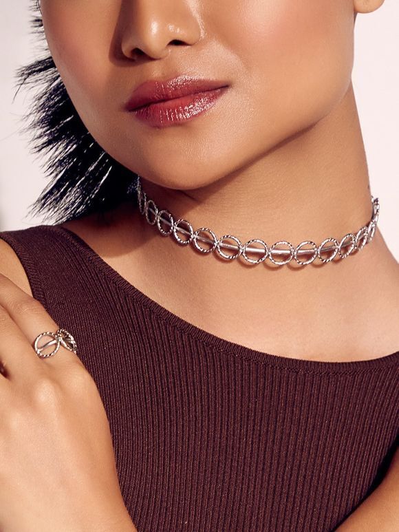 Silver Plated Handcrafted Brass Choker