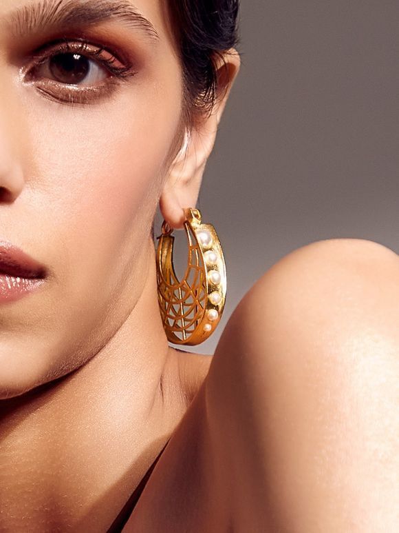 Gold Plated Handcrafted Brass Earrings