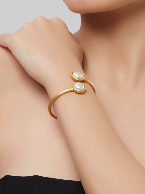 Gold Plated Handcrafted Brass Pearl Bracelet