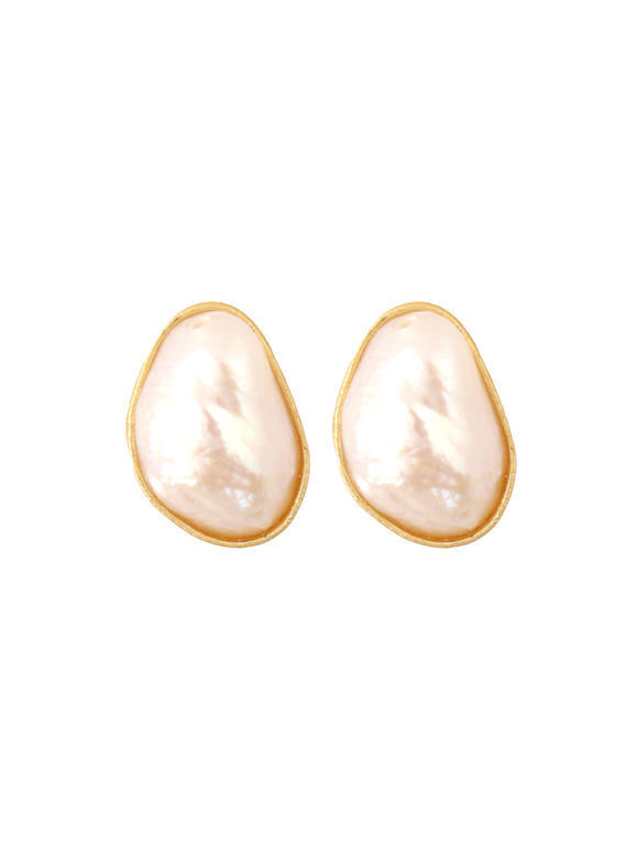 White Handcrafted Brass Earrings