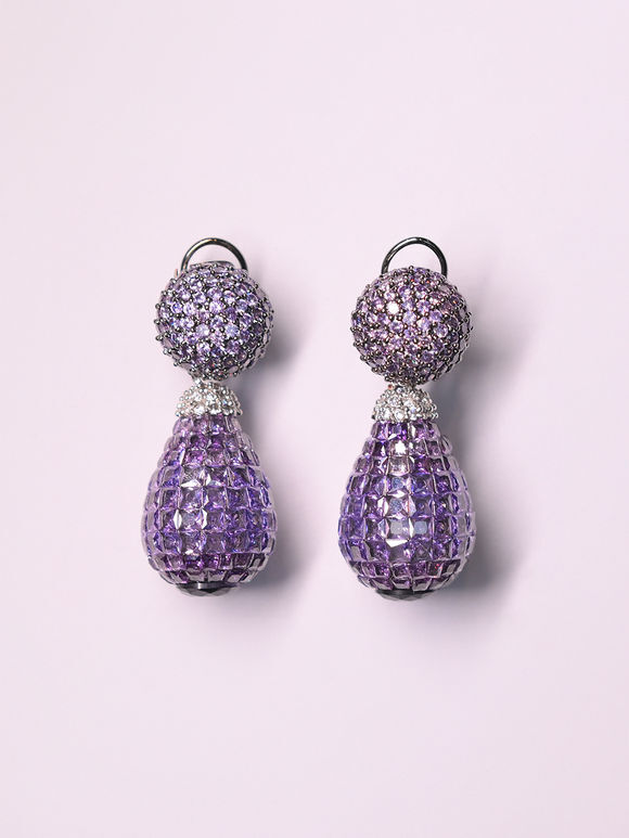 Purple Handcrafted Brass Earrings