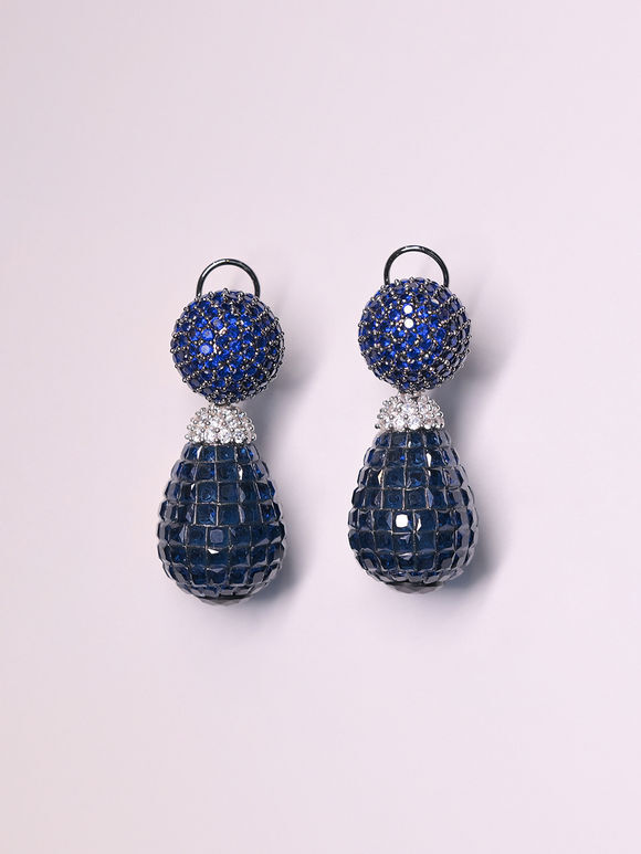 Blue Handcrafted Brass Earrings