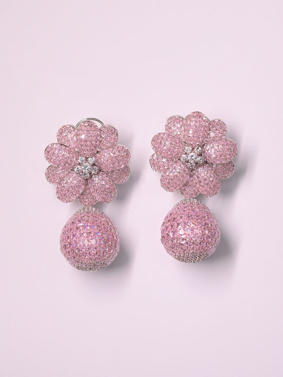 Light Pink Handcrafted Brass Earrings