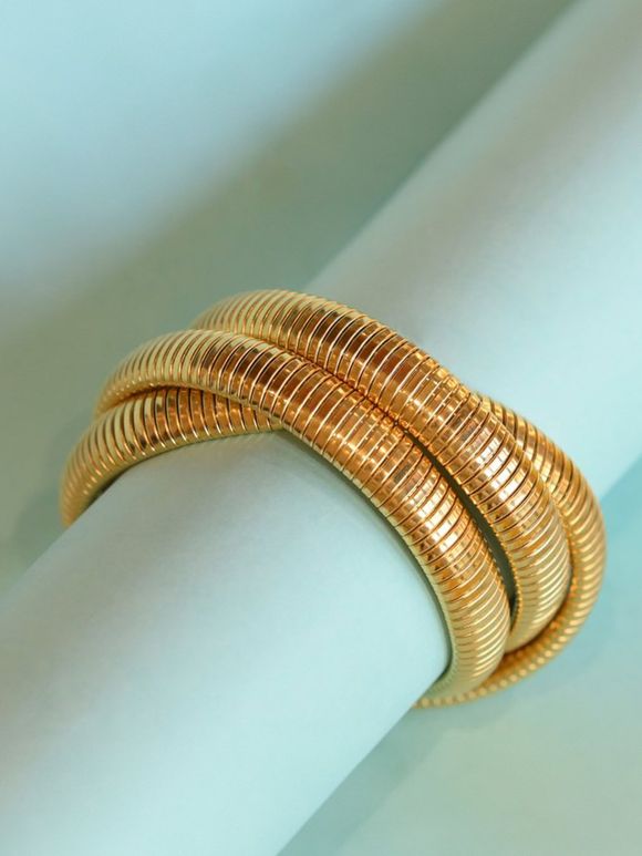 Gold Toned Handcrafted Brass Layered Bracelet