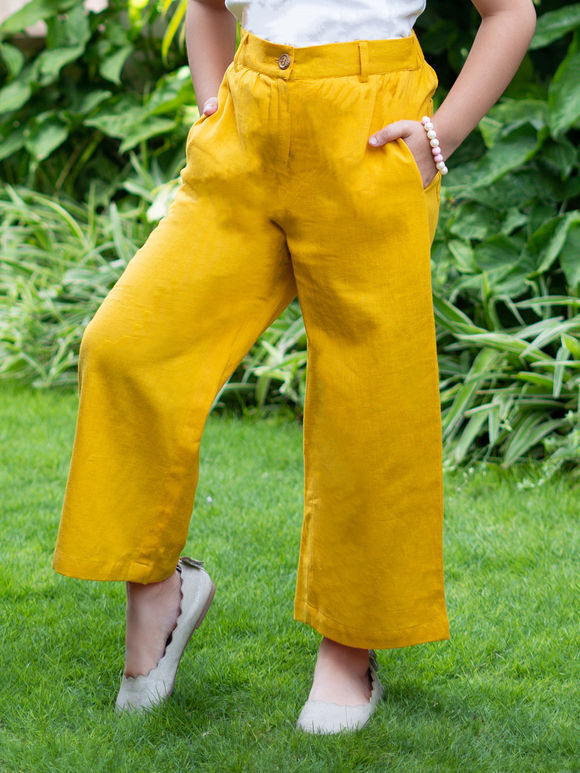 Mustard Yellow Cotton Flax Pants