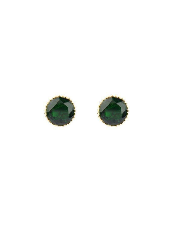 Green Handcrafted Brass Stud Earrings