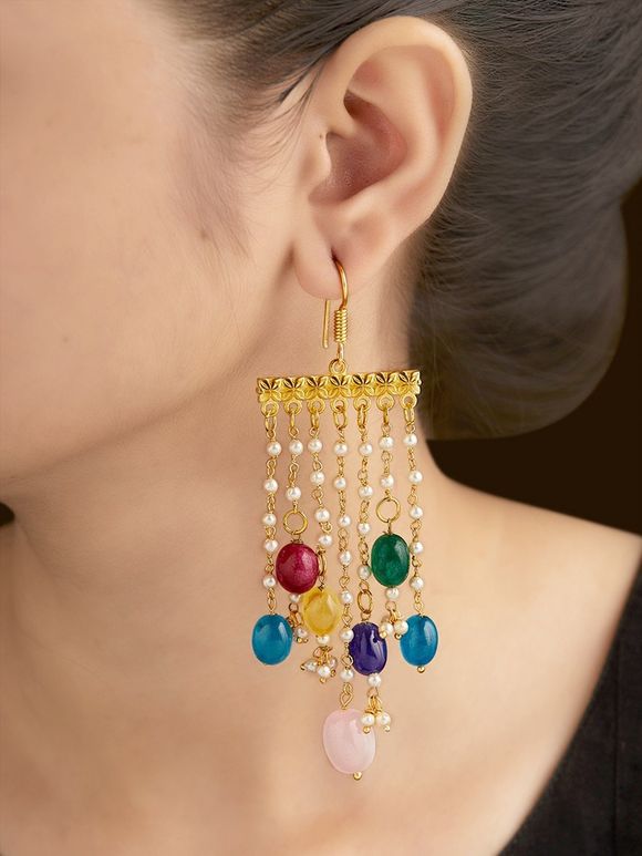 Multicolor Handcrafted Brass Earrings