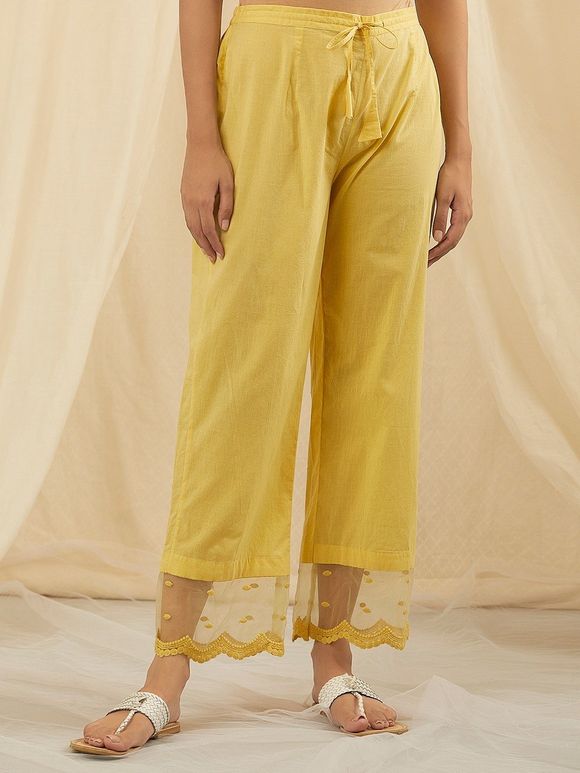 Yellow Lace Cotton Pants