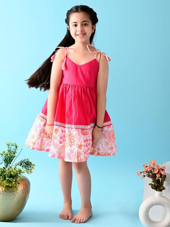 Pink Hand Block Printed Cotton Dress