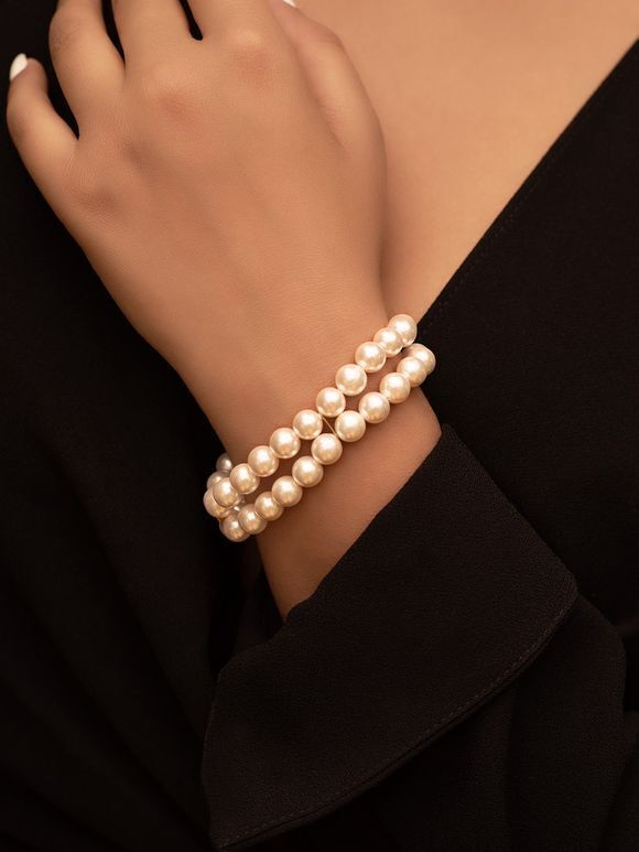 White Handcrafted Pearl Beaded Bracelet