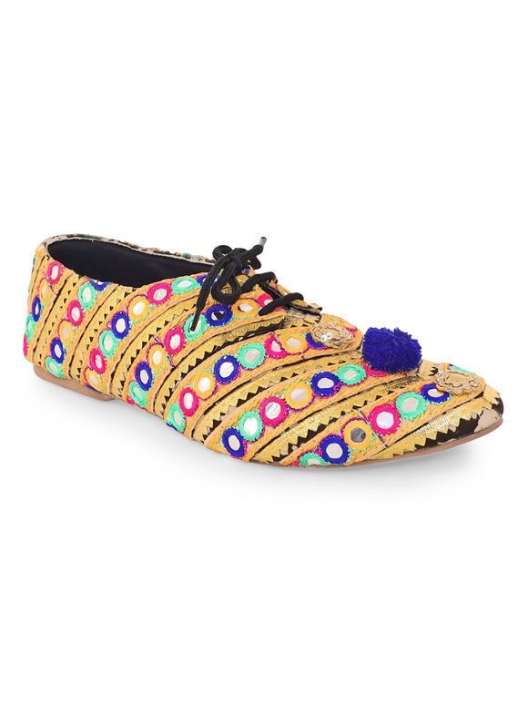Multicolor Embroidered Cotton Shoes