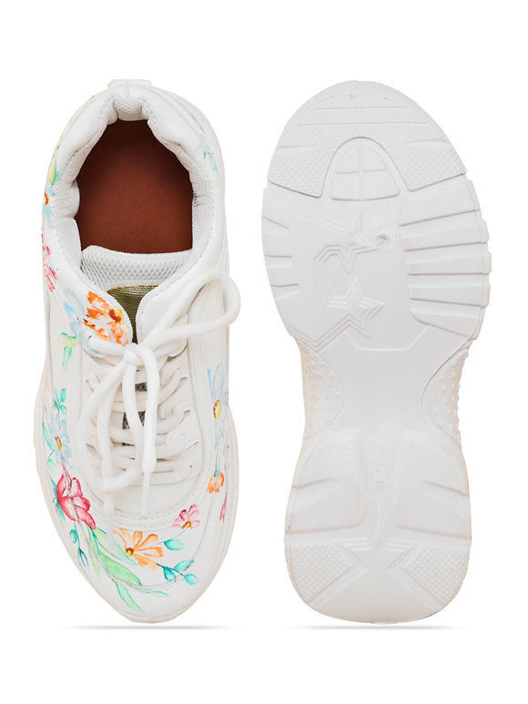 Multicolor Hand Painted Faux Leather Sneakers