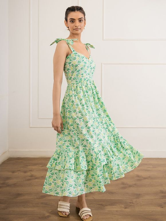 Mint Green Printed Cotton Dress