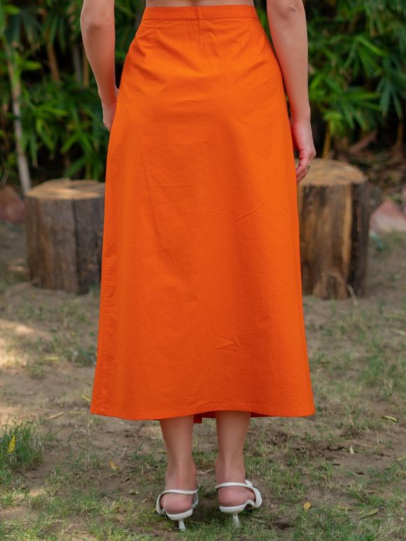 Orange Cotton Poplin Wrap Skirt