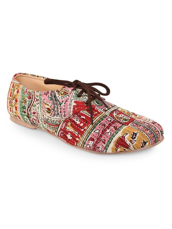 Multicolor Ajarkh Hand Block Printed Cotton Shoes