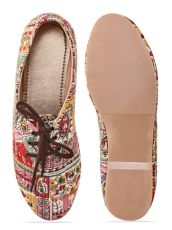 Multicolor Ajarkh Hand Block Printed Cotton Shoes
