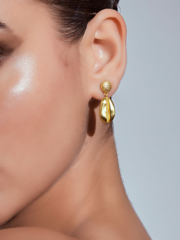 Gold Toned Handcrafted Brass Earrings