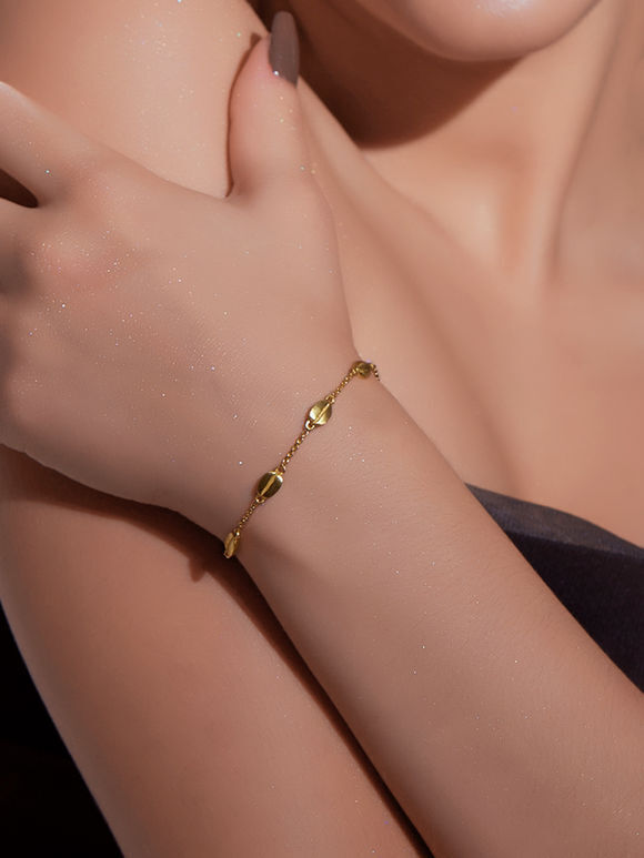 Gold Toned Handcrafted Brass Bracelet