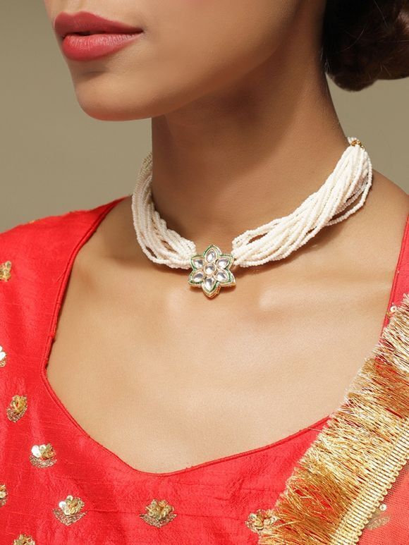 White Handcrafted Metal Choker