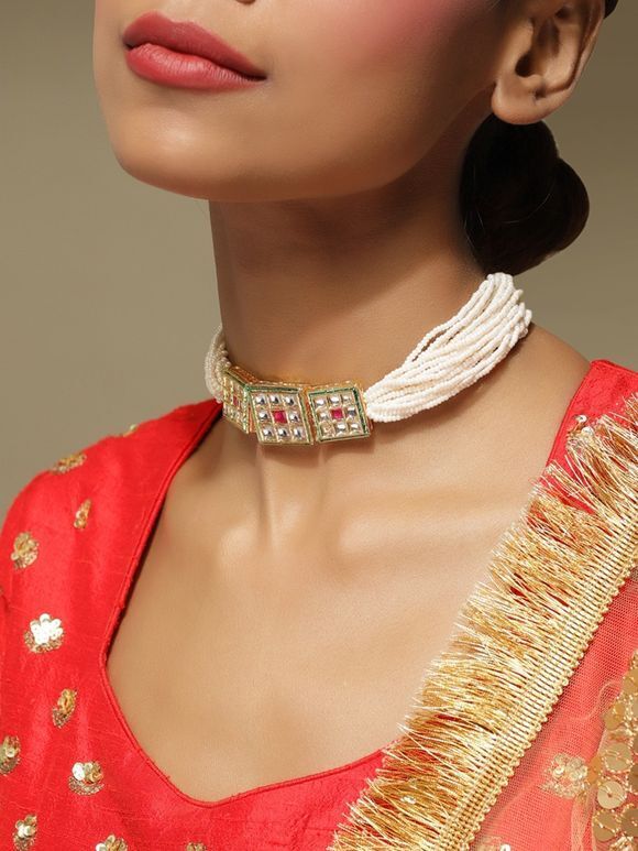White Handcrafted Metal Choker