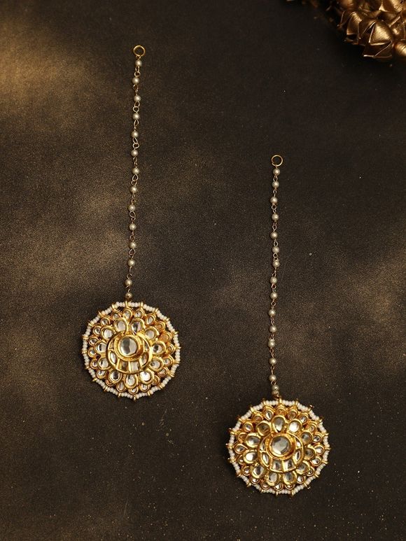 Gold Plated Handcrafted Metal Kundan Earrings