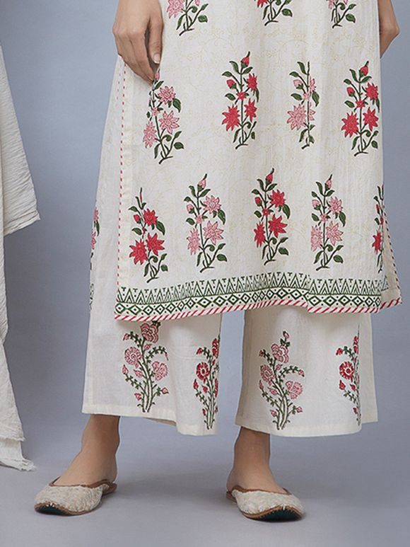 Buy Pink White Hand Block Printed Cotton Suit - Set of 3, SKD70760/MPRT2