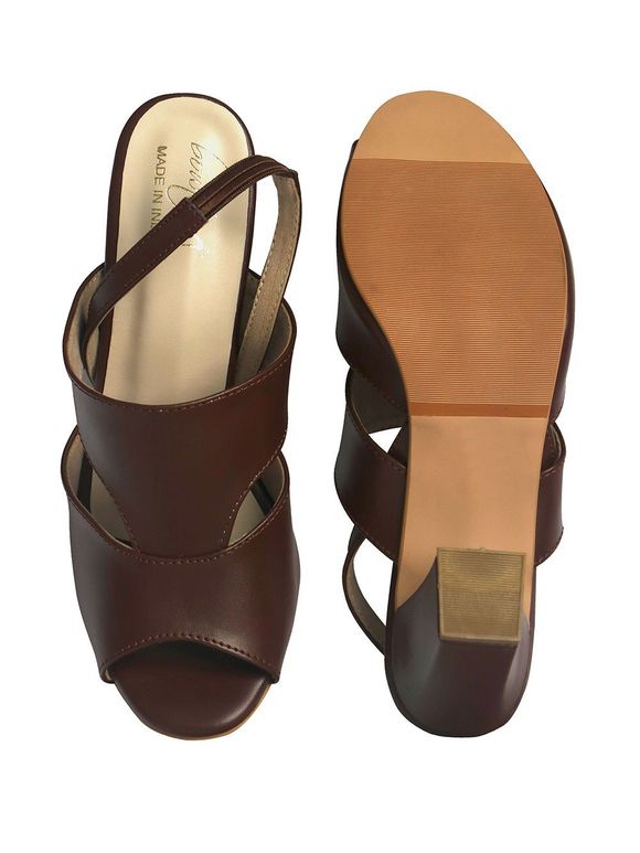Brown Handcrafted Faux Leather Heels