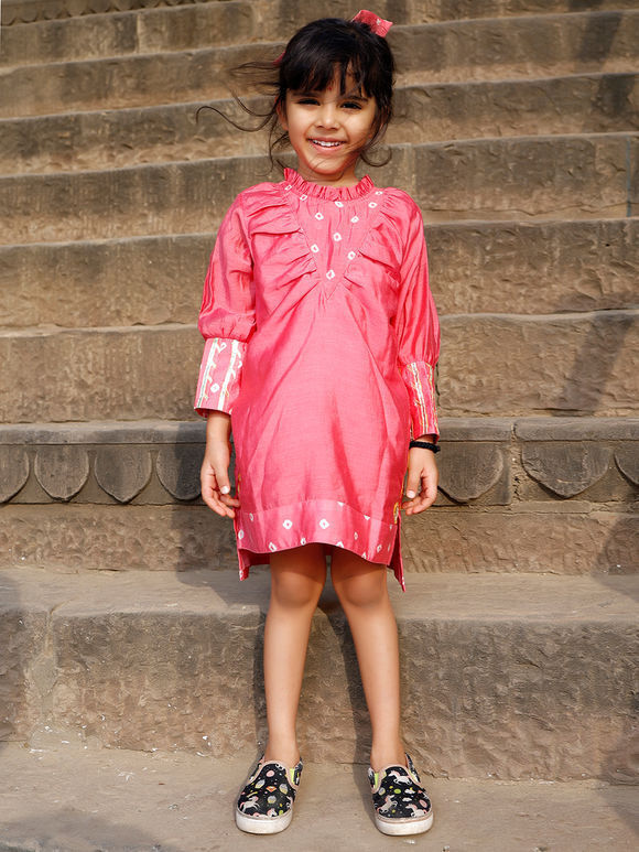 Pink Gota Work Modal Silk Dress