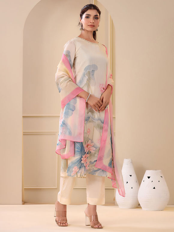 Lotus by Hem Pret Embroidered Organza 4 Piece Suit Light Green