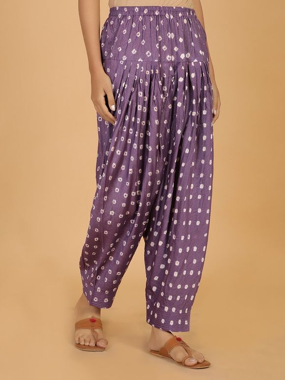 Violet Bandhani Cotton Silk Salwar