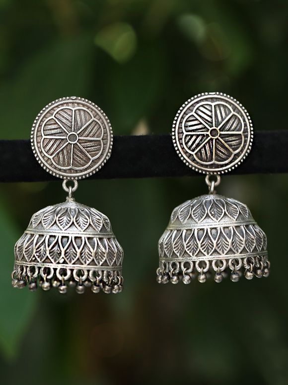 Silver Toned Handcrafted Brass Jhumkies