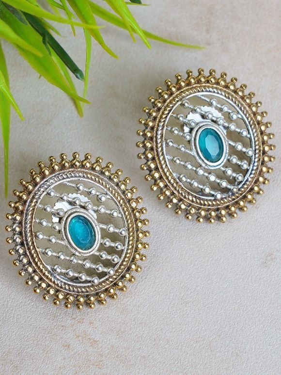Dual Toned Handcrafted Brass Stud Earrings
