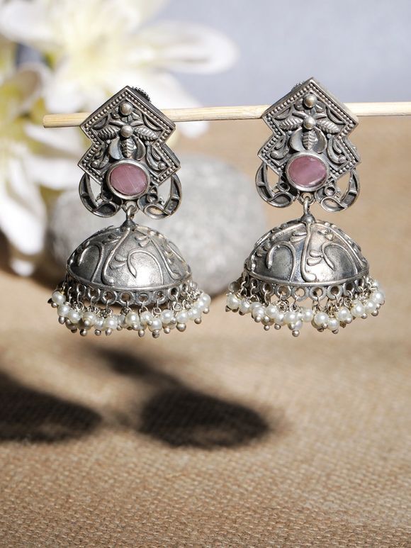 Silver Toned Handcrafted Brass Jhumkies