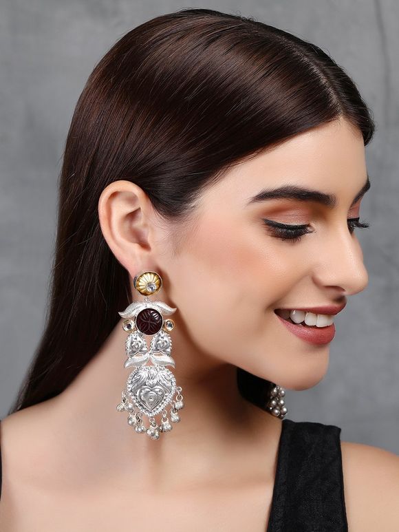 Silver Toned Handcrafted Brass Earrings
