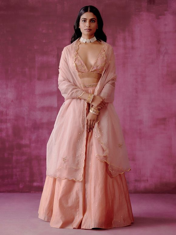 Dark Pink Embroidered Chanderi Suit with Dupatta main image 1