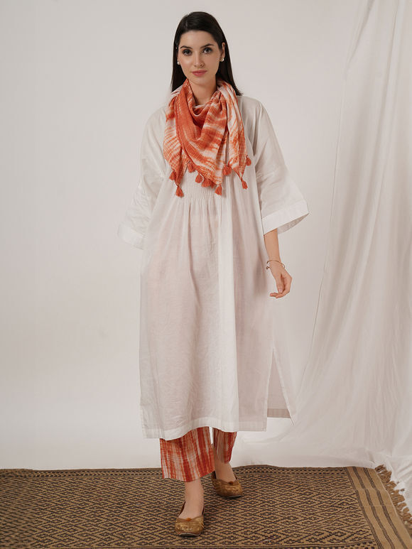 Peach Tie and Dye Cotton Stole