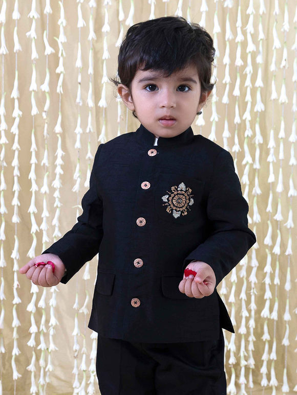 Black Zari Embroidered Silk Jacket