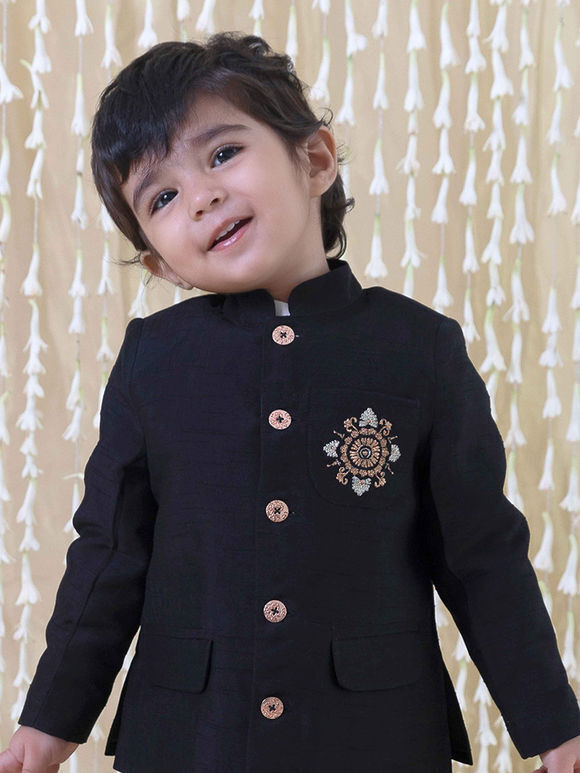 Black Zari Embroidered Silk Jacket