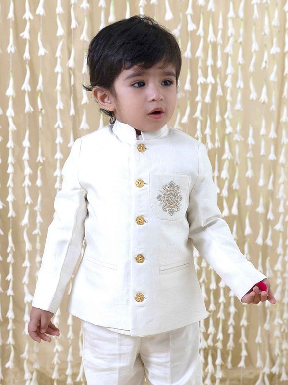 Cream Zari Embroidered Silk Jacket