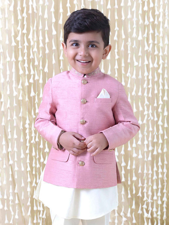 Pink Zari Embroidered Silk Jacket