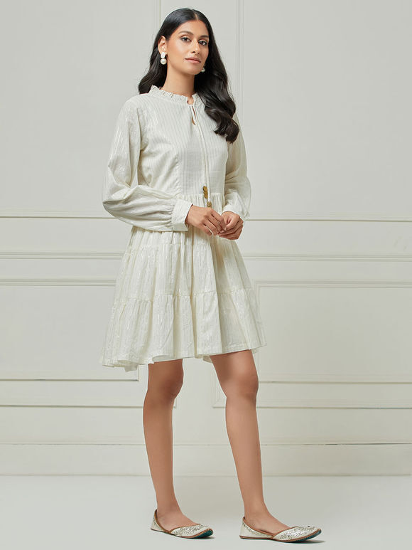 Ivory Cotton Lurex Dress