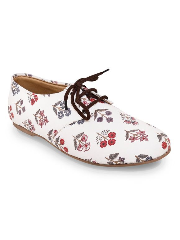 White Printed Canvas Shoes