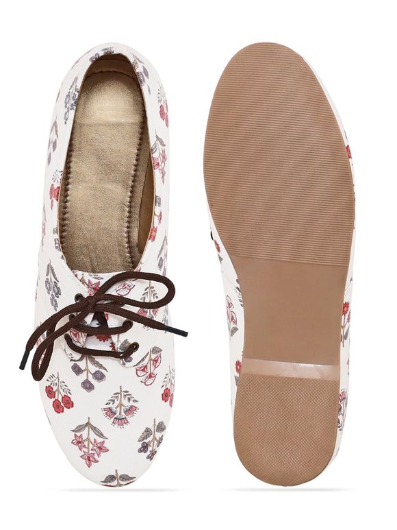 White Printed Canvas Shoes