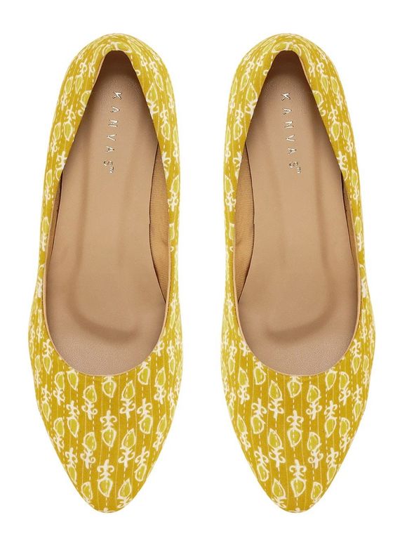 Yellow Printed Cotton Heels
